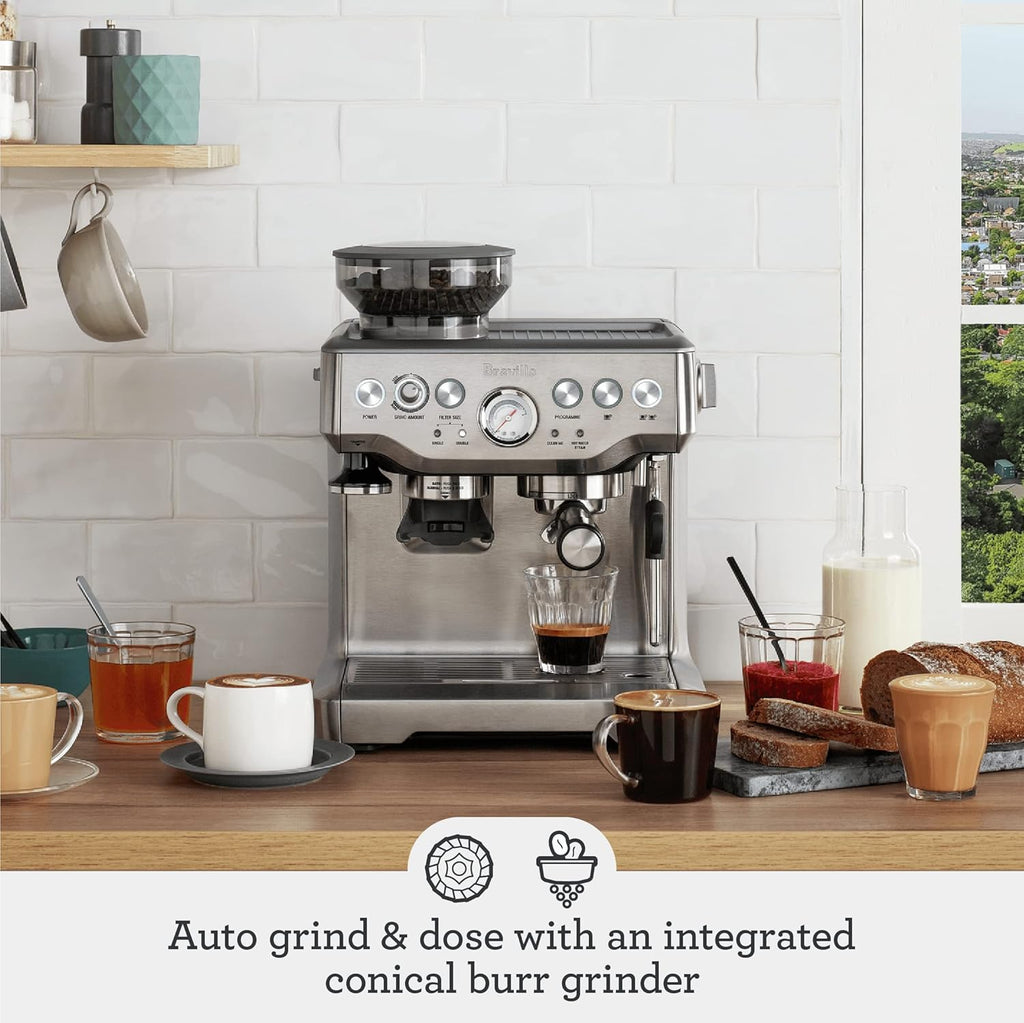 Breville BES880BSS Barista Touch Espresso Machine, Brushed Stainless Steel | Pull barista-quality espresso shots, lattes and cappuccinos at home with semi-automatic coffee maker with built-in grinder