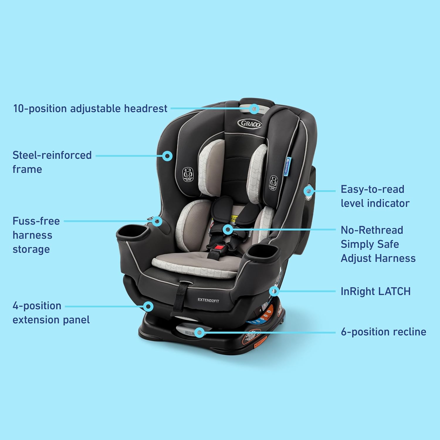 Baby  Car Seat, Rear and Forward Facing Car Seat with Adjustable Extension Panel for Extra Legroom, Great Gift for Baby Shower or Baby Registry