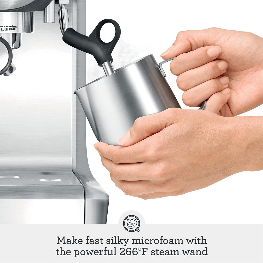 Breville BES880BSS Barista Touch Espresso Machine, Brushed Stainless Steel | Pull barista-quality espresso shots, lattes and cappuccinos at home with semi-automatic coffee maker with built-in grinder