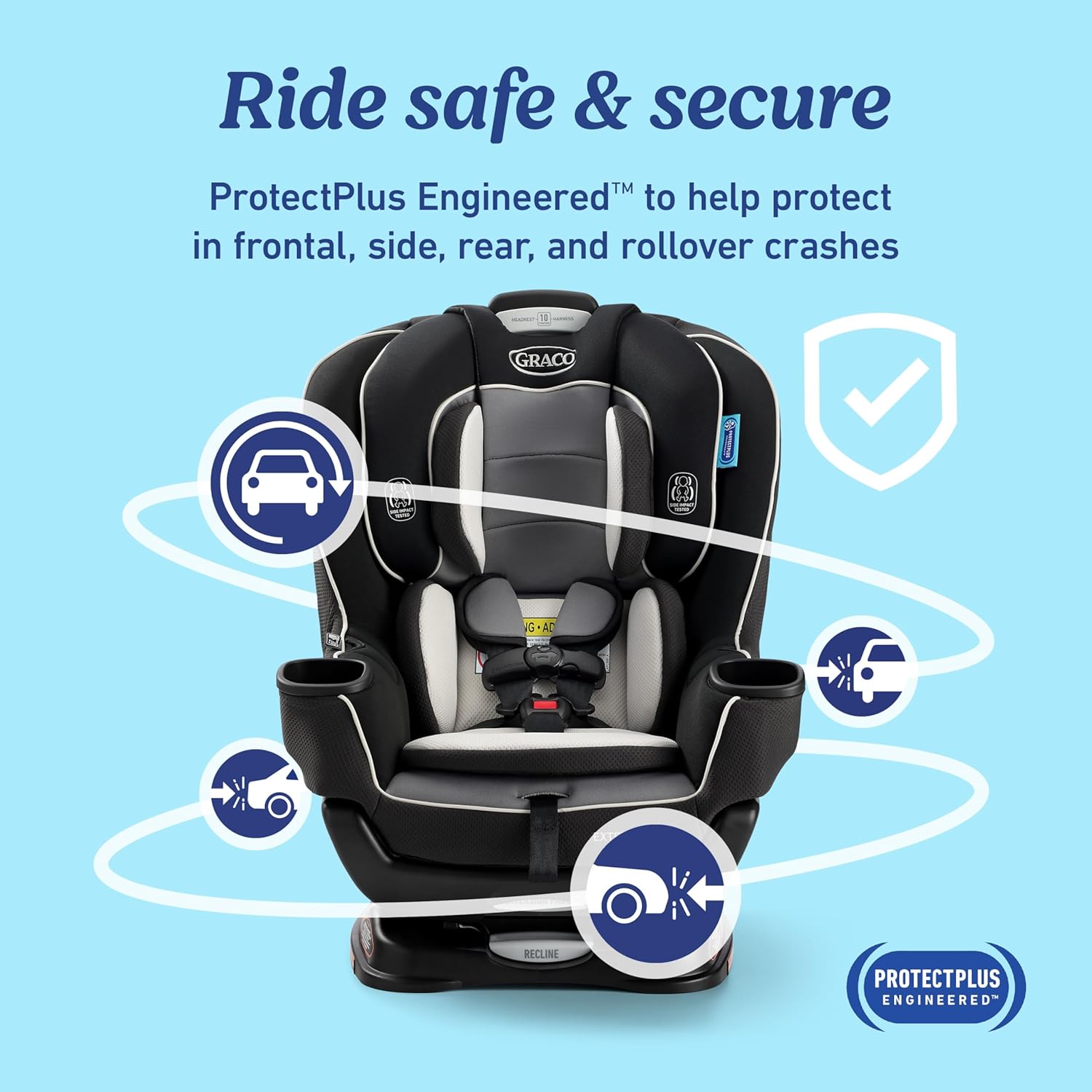 Baby  Car Seat, Rear and Forward Facing Car Seat with Adjustable Extension Panel for Extra Legroom, Great Gift for Baby Shower or Baby Registry