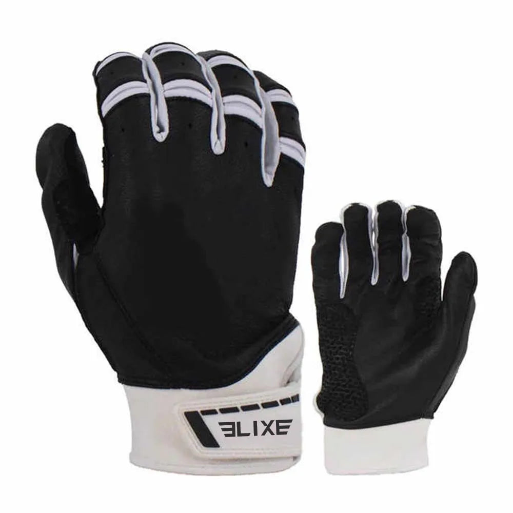 Genuine Leather Baseball Batting Gloves Hook and Loop Closure for Adults